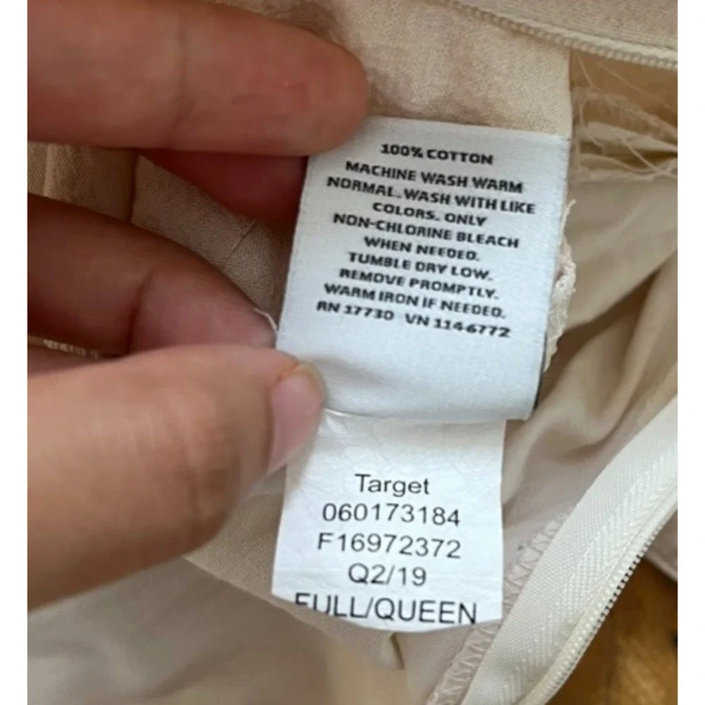 Project 62 Full/Queen Striped Duvet Cover Cotton w/ Zipper Closure Cream
